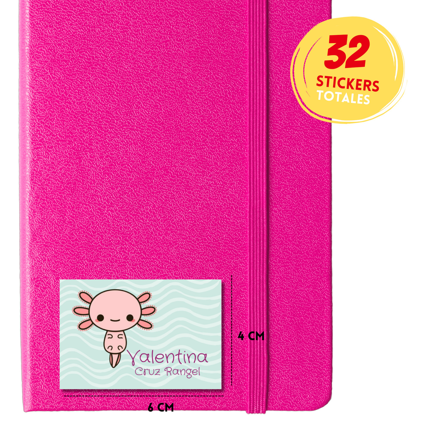 Ajolotito Etiquetas Escolares Personalizadas Libretas, Libros y Lápices
