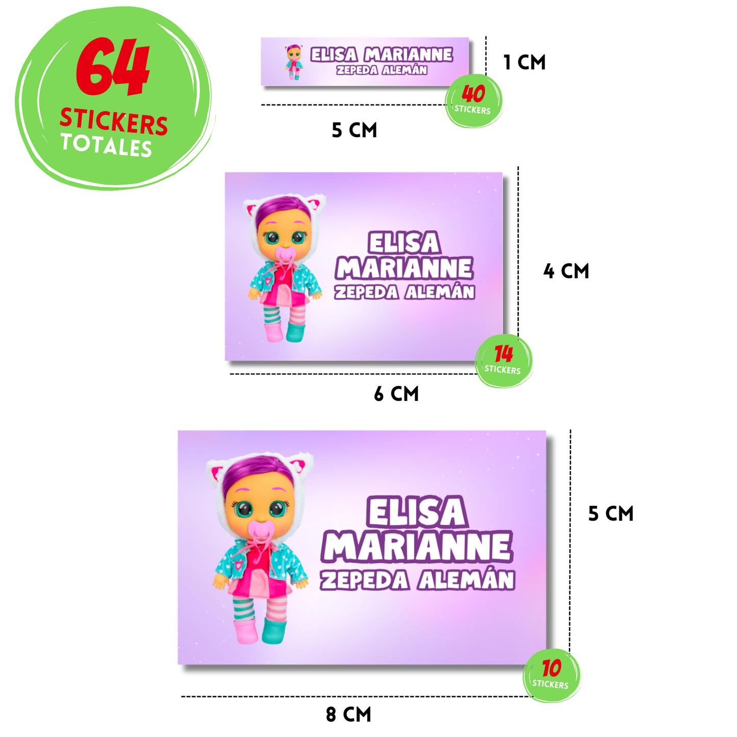 Bebés Llorones Etiquetas Escolares Personalizadas Libretas, Libros y Lápices