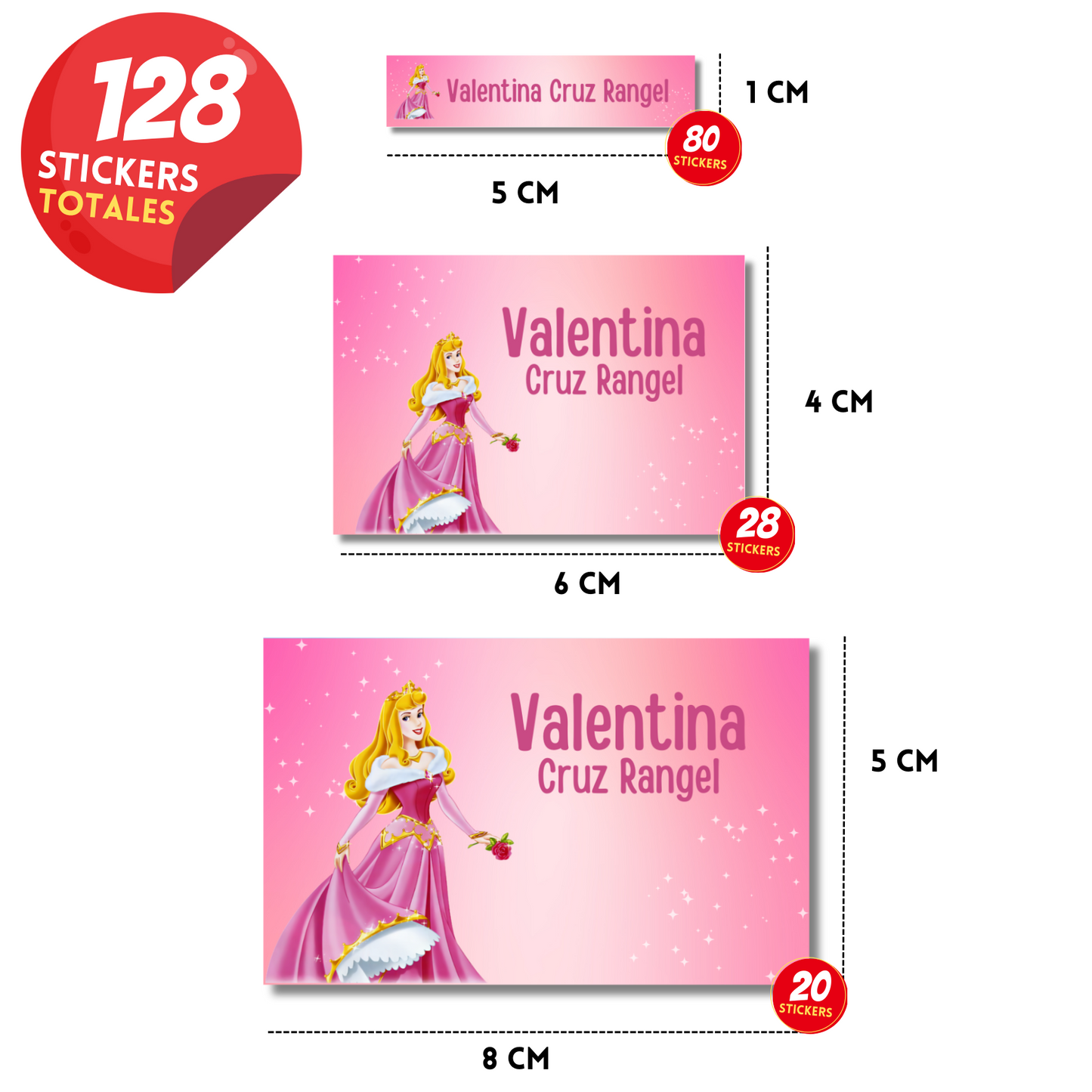 Bella Durmiente Aurora Etiquetas Escolares Personalizadas Libretas, Libros y Lápices