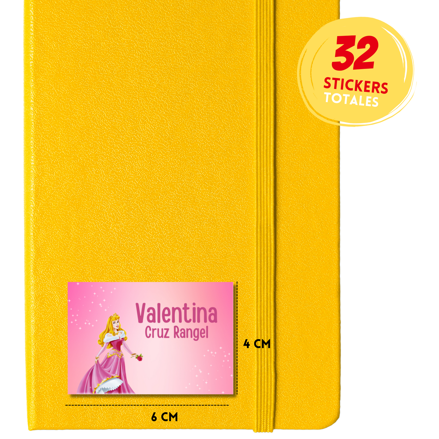 Bella Durmiente Aurora Etiquetas Escolares Personalizadas Libretas, Libros y Lápices