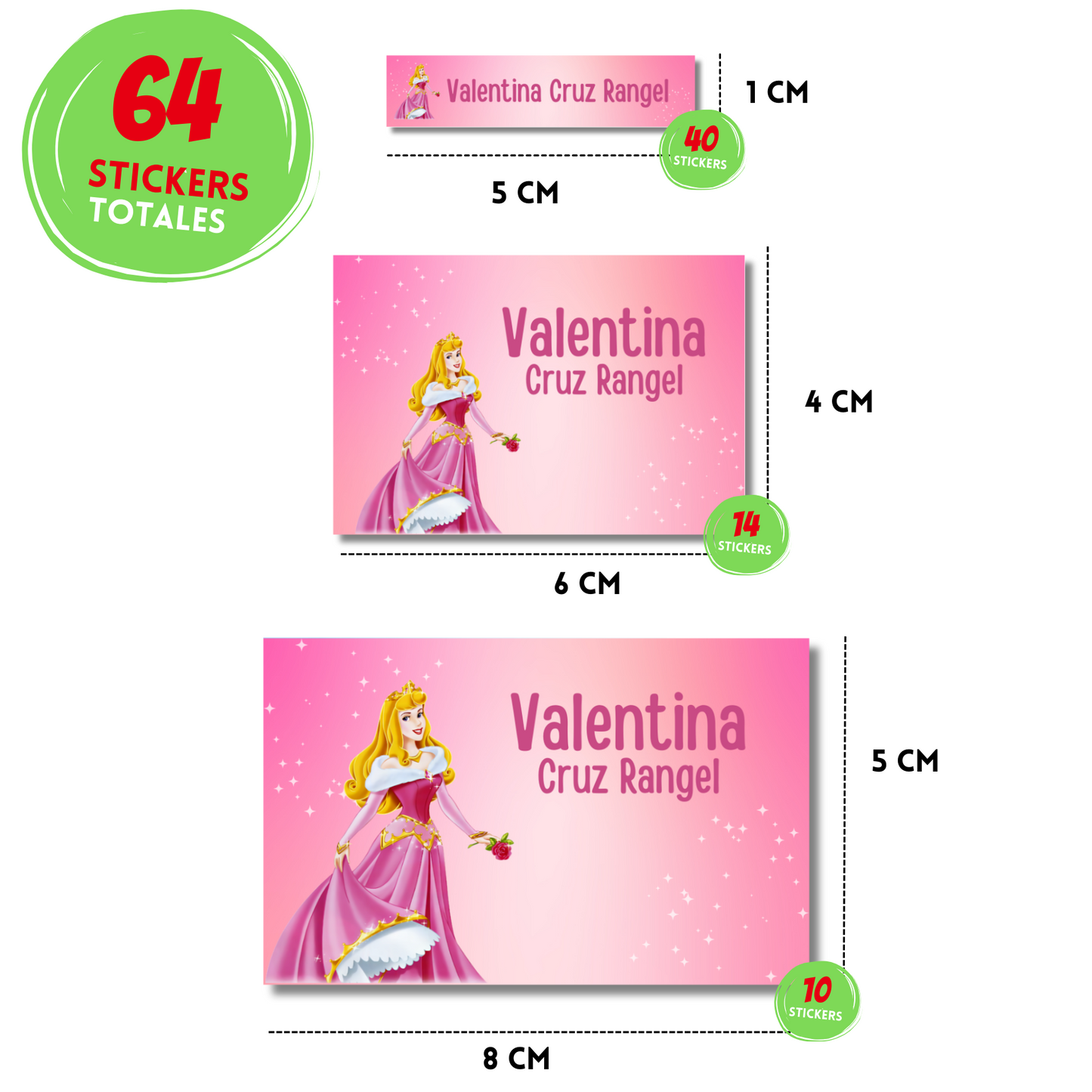 Bella Durmiente Aurora Etiquetas Escolares Personalizadas Libretas, Libros y Lápices