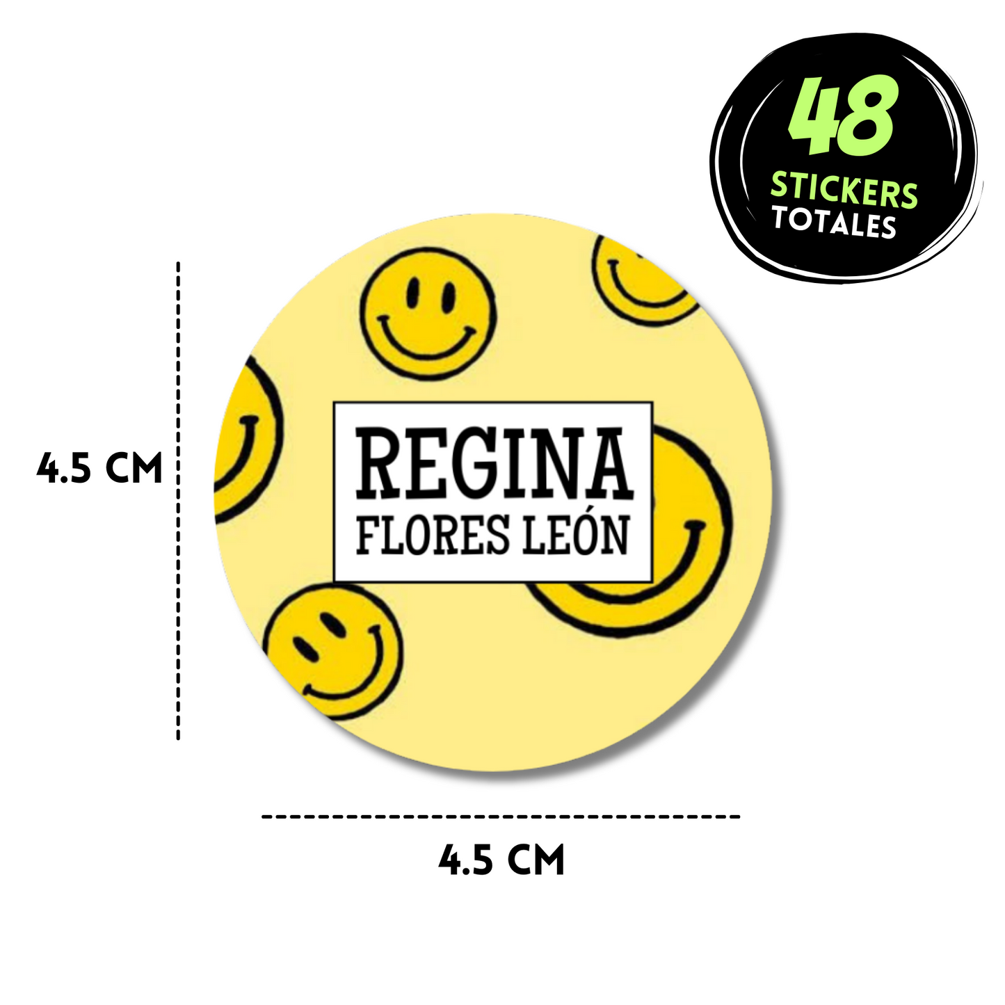 Carita feliz Stickers de papel redondas personalizadas