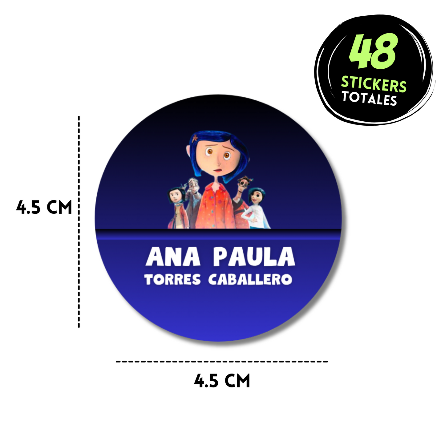 Coraline Familia Etiquetas Escolares Personalizadas Libretas, Libros y Lápices