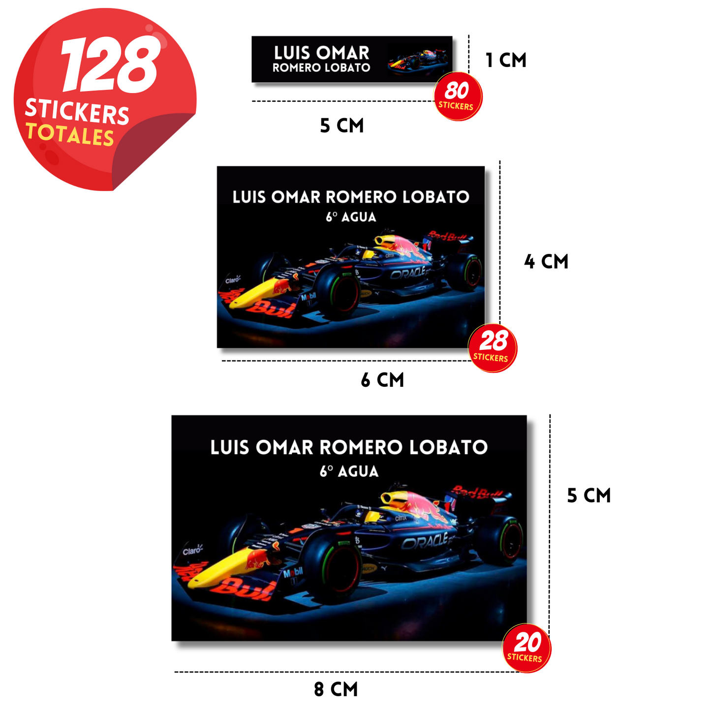 Formula 1 Etiquetas Escolares Personalizadas Libretas, Libros y Lápices
