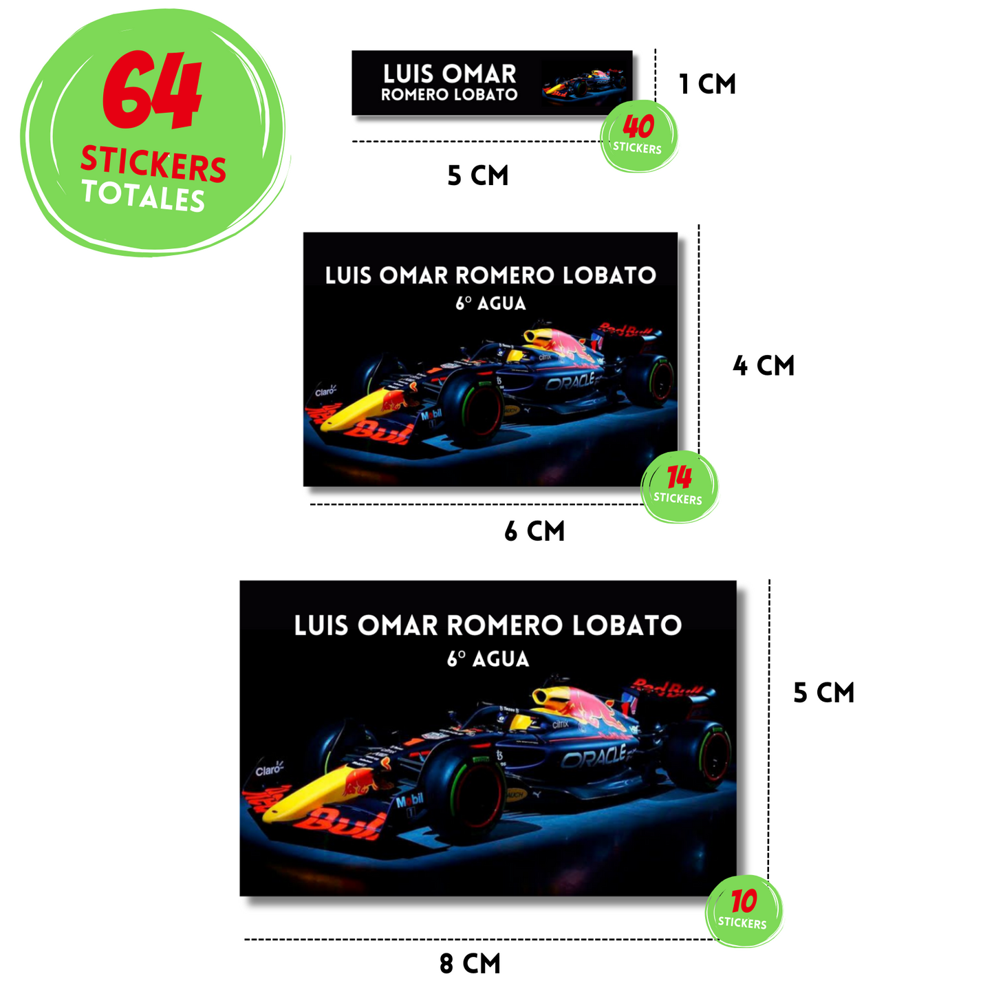 Formula 1 Etiquetas Escolares Personalizadas Libretas, Libros y Lápices