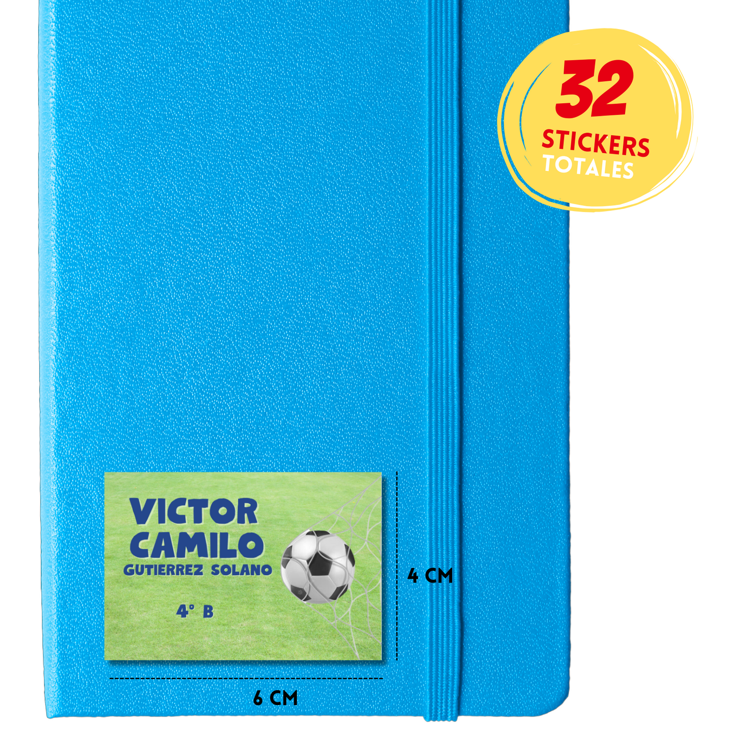 Fútbol Soccer Pelota Portería Etiquetas Escolares Personalizadas Libretas, Libros y Lápices