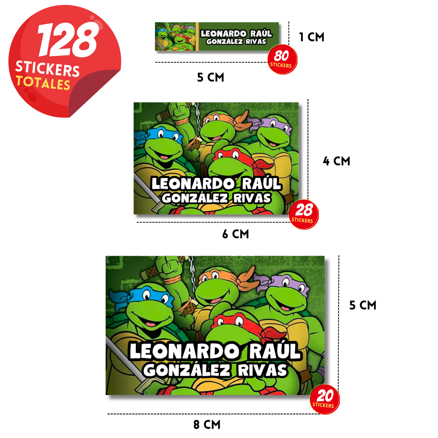 Tortugas Ninja Etiquetas Escolares Personalizadas Libretas, Libros y Lápices