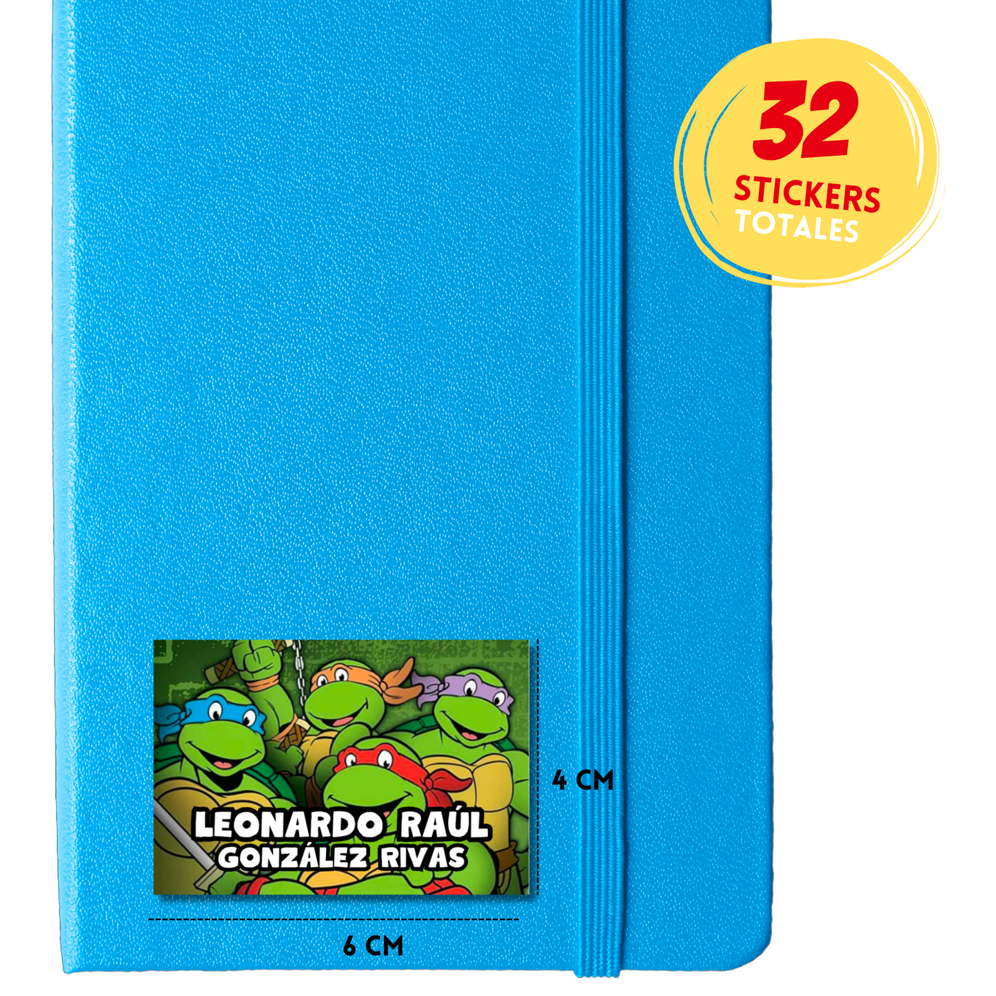 Tortugas Ninja Etiquetas Escolares Personalizadas Libretas, Libros y Lápices