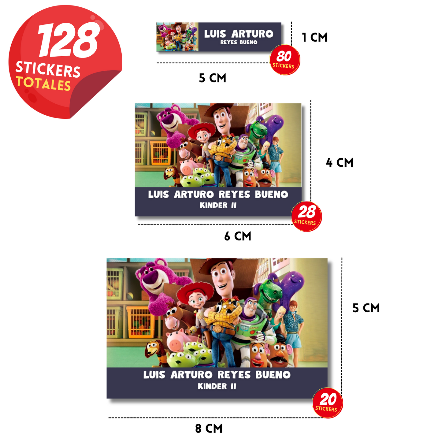 Toy Story 3 Etiquetas Escolares Personalizadas Libretas, Libros y Lápices