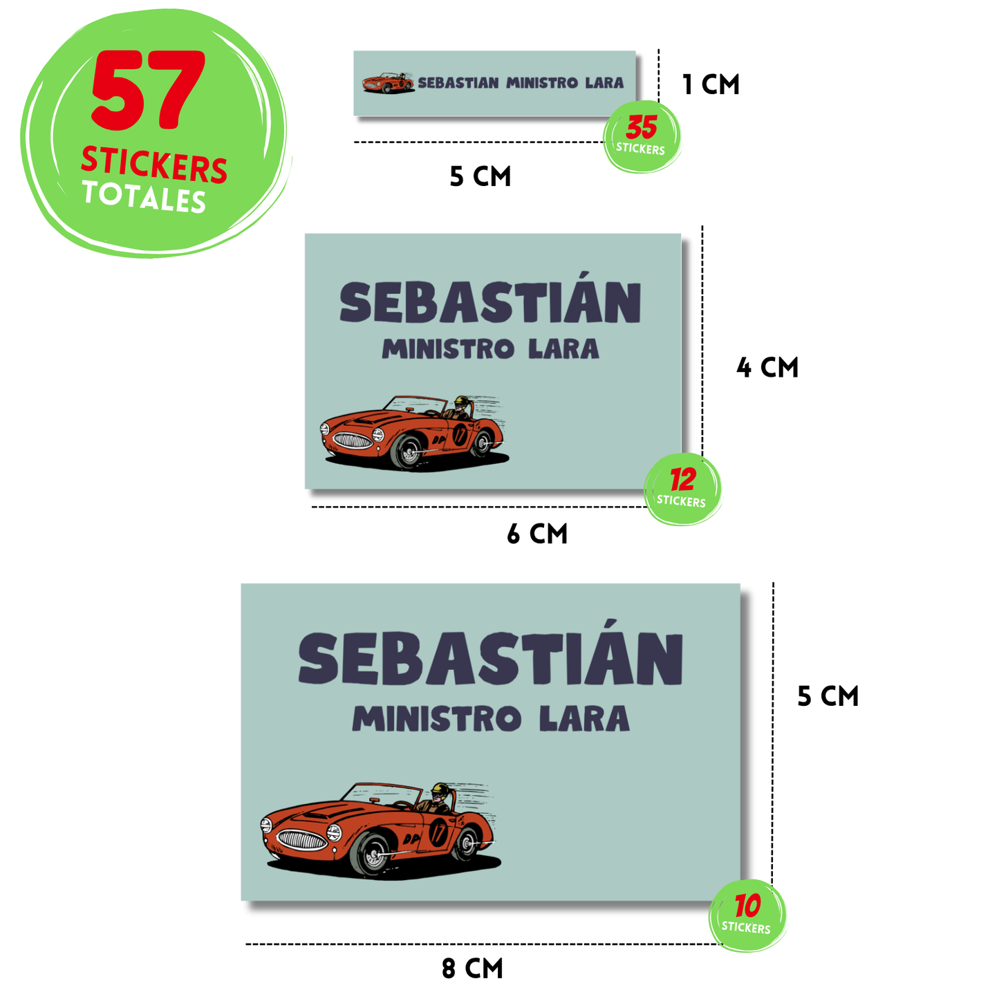Carro deportivo vintage stickers adhesivas personalizadas para libros, libretas, cuadernos
