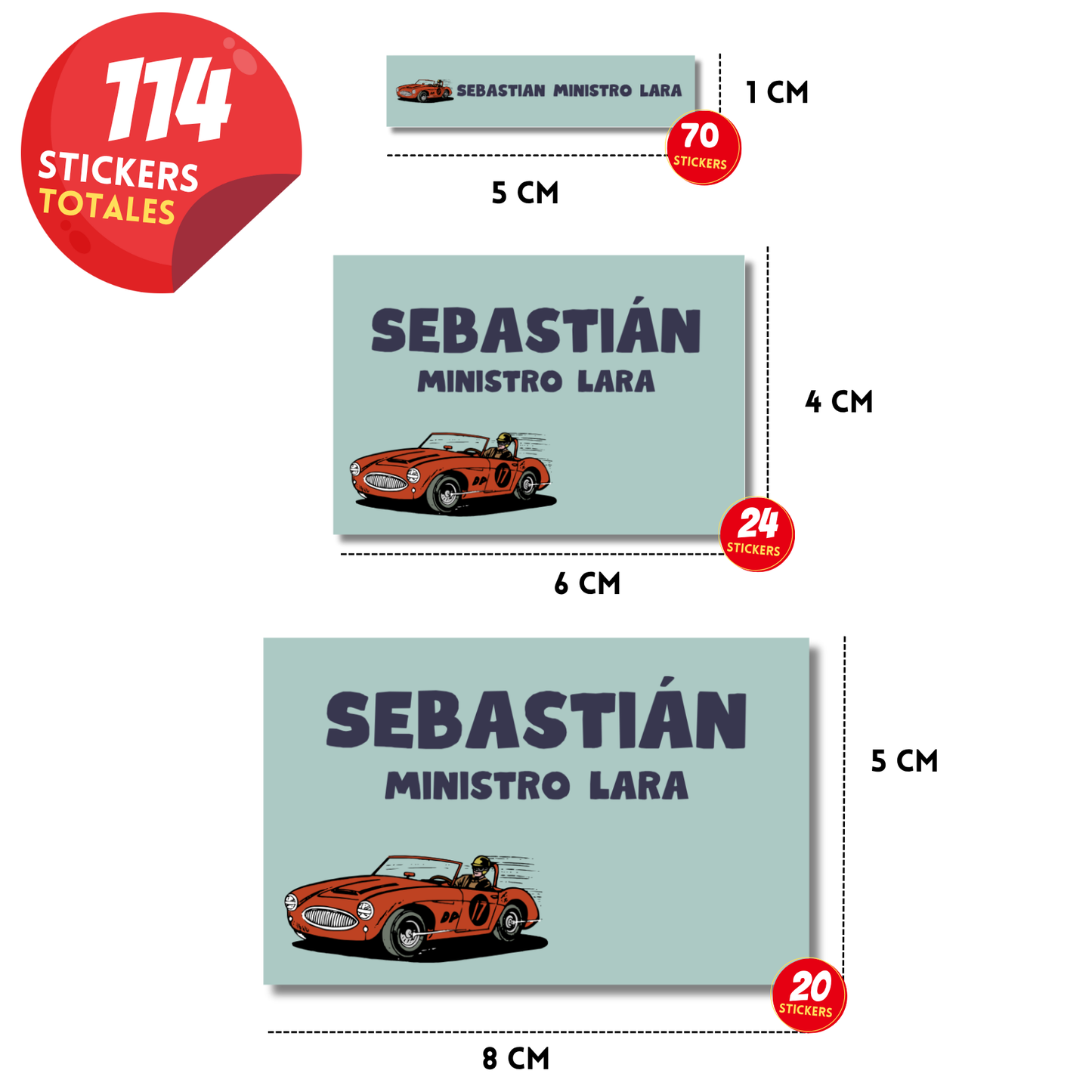 Carro deportivo vintage etiquetas adhesivas personalizadas diferentes medidas