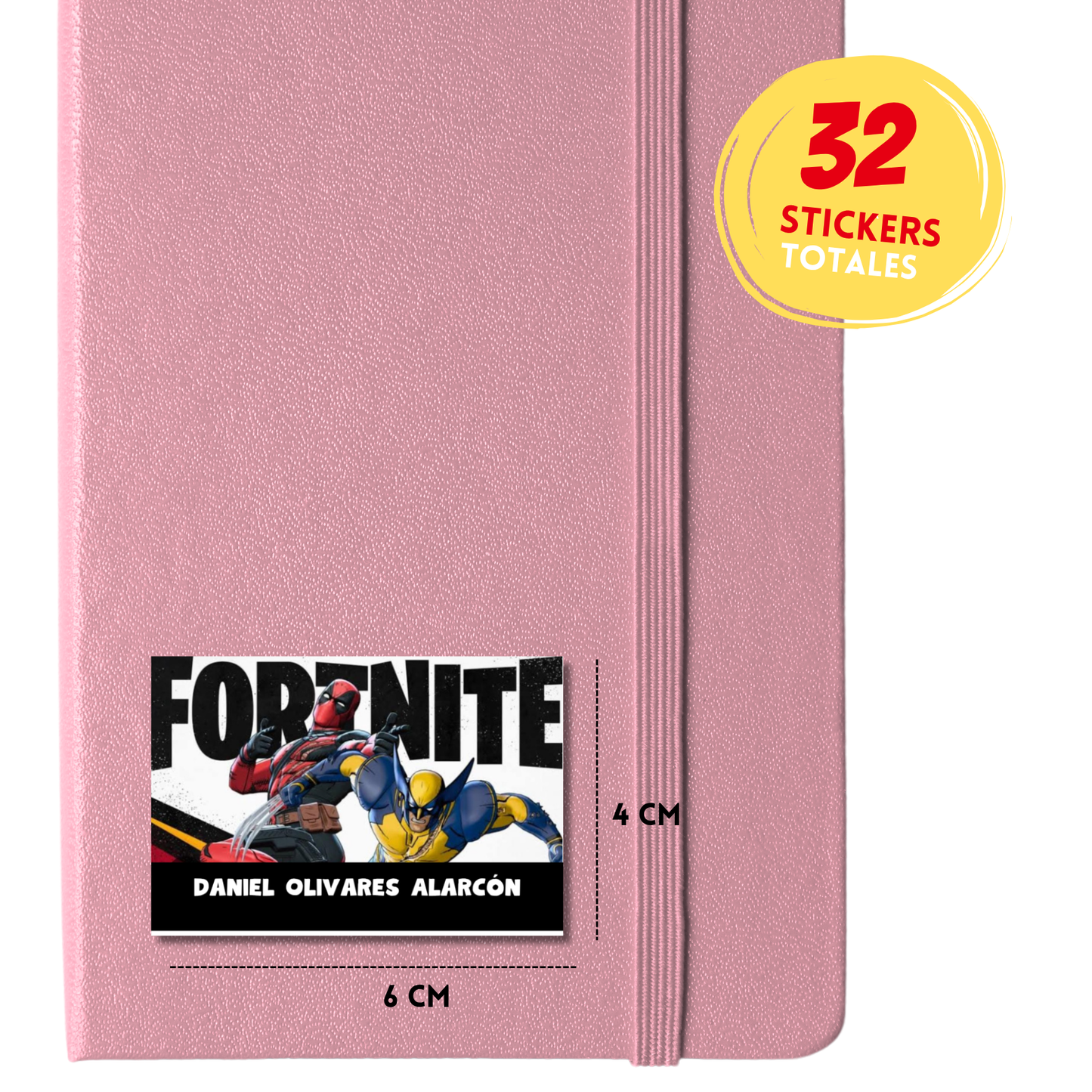 Deadpool Wolverine Fortnite Etiquetas Escolares Personalizadas Libretas, Libros y Lápices