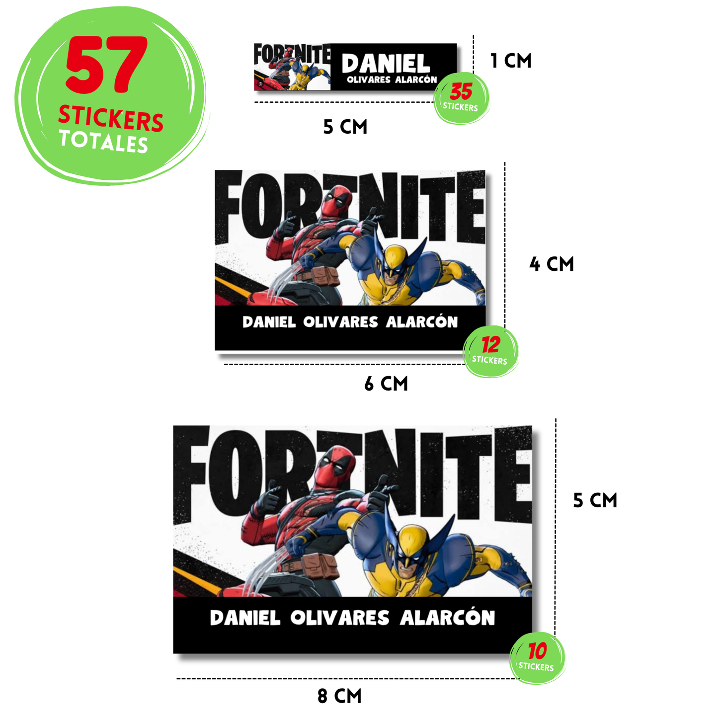 Deadpool Wolverine Fortnite Etiquetas Escolares Personalizadas Libretas, Libros y Lápices