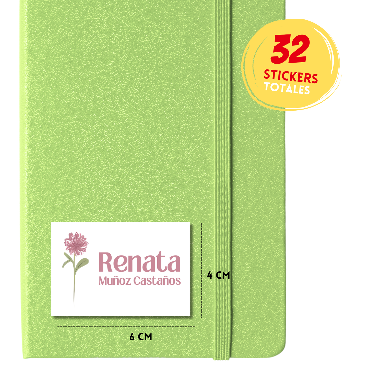 Flor Rosa Aesthetic Etiquetas Escolares Personalizadas Libretas, Libros y Lápices