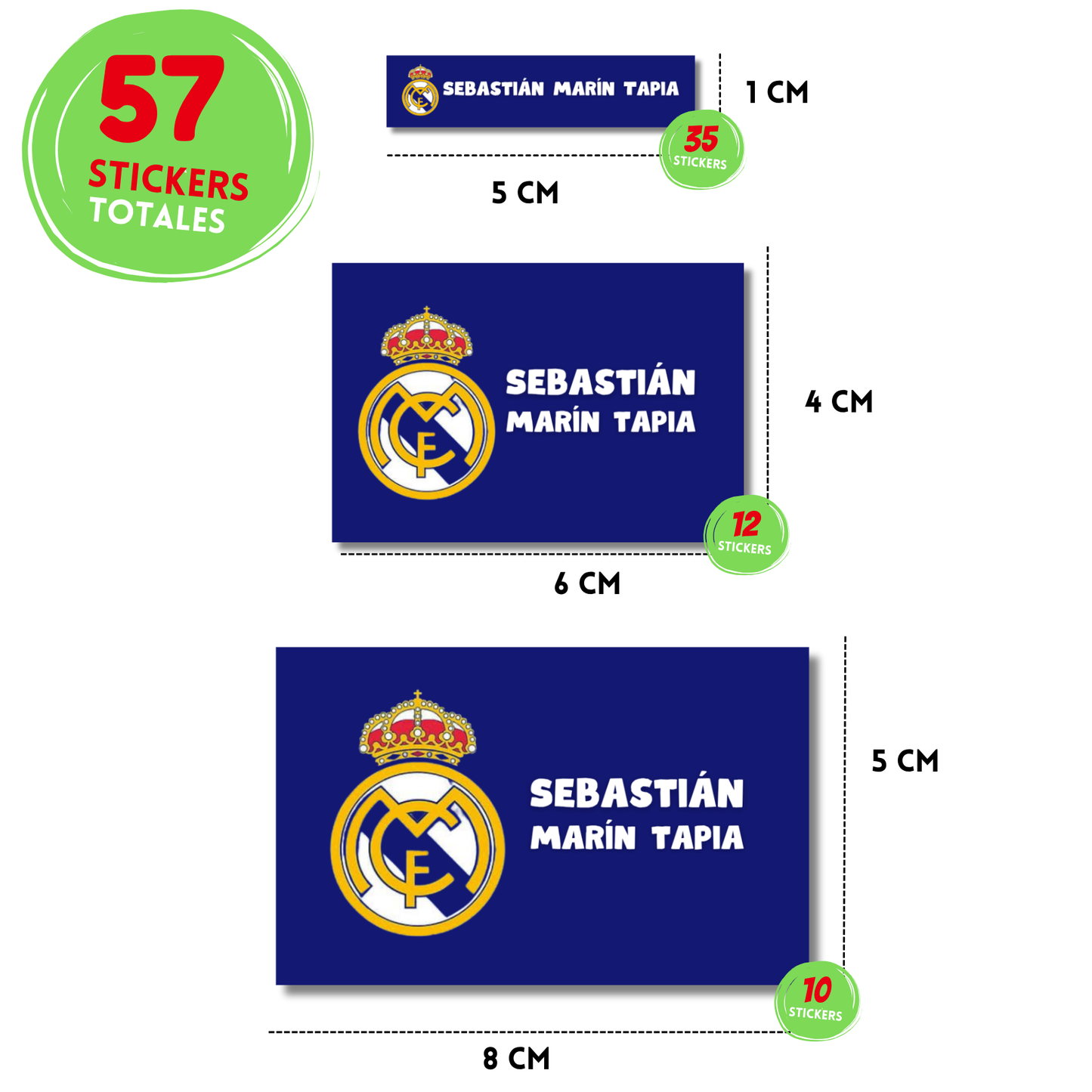 Logo dorado Real Madrid fondo azul rey Etiquetas Escolares Personalizadas Libretas, Libros y Lápices