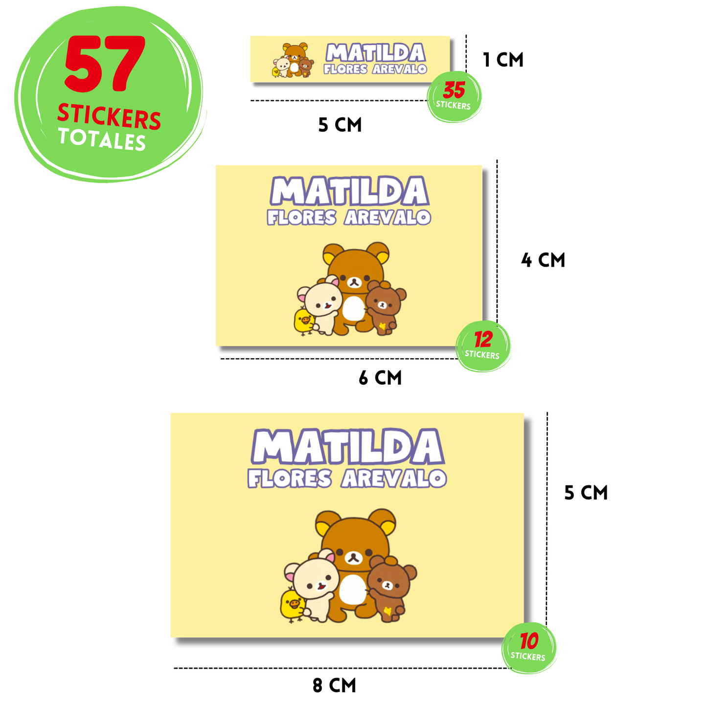 Rilakkuma Fondo Amarillo Etiquetas Escolares Personalizadas Libretas, Libros y Lápices