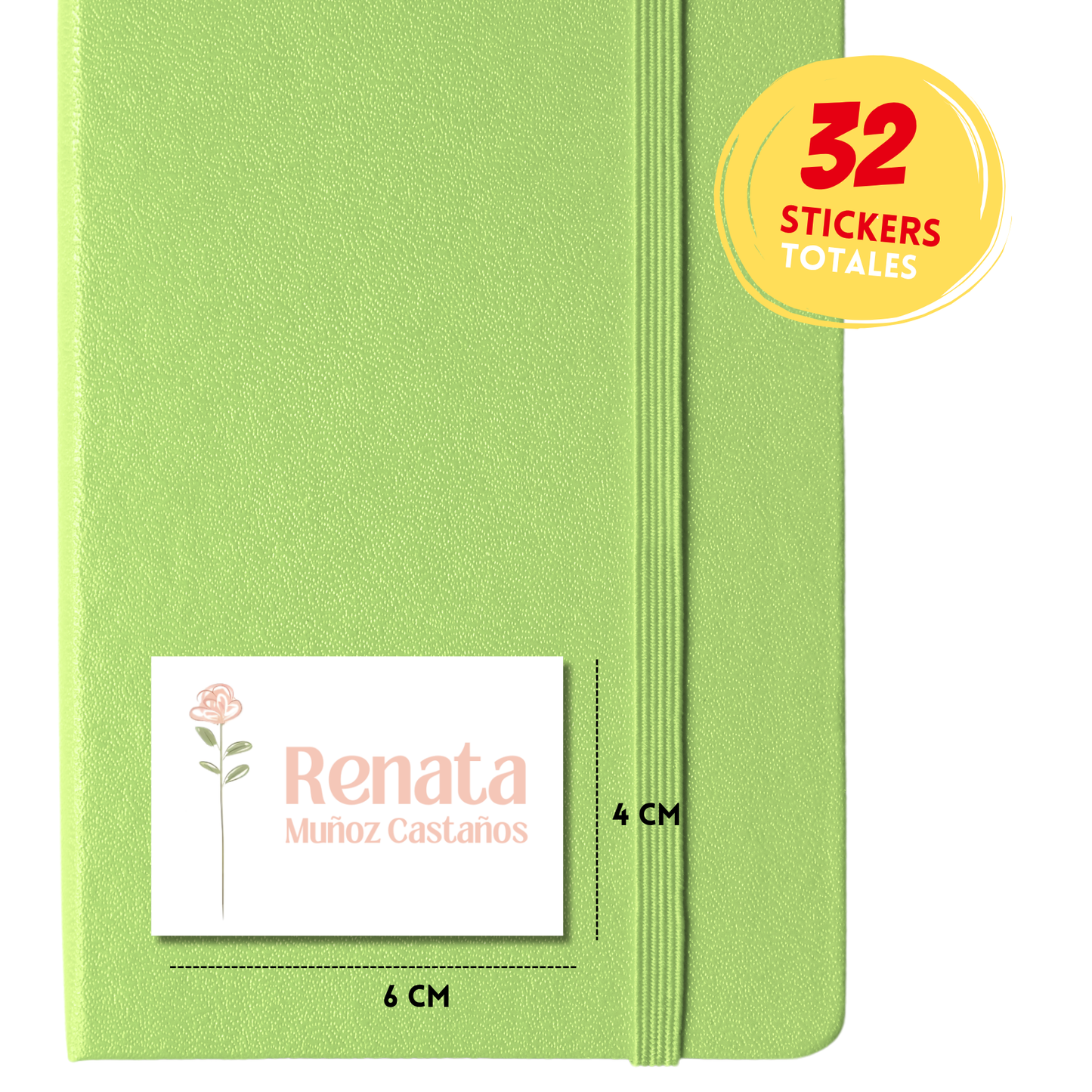 Flor Rosa Aesthetic Etiquetas Escolares Personalizadas Libretas, Libros y Lápices