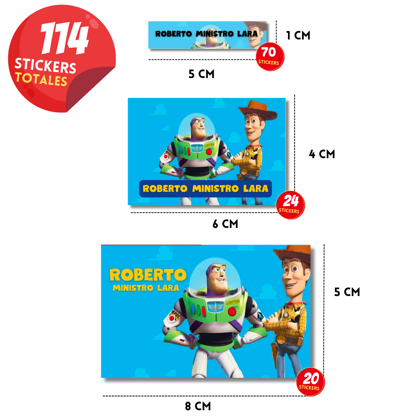 Toy Story Woody Con Buzz Etiquetas Escolares Personalizadas Libretas, Libros y Lápices