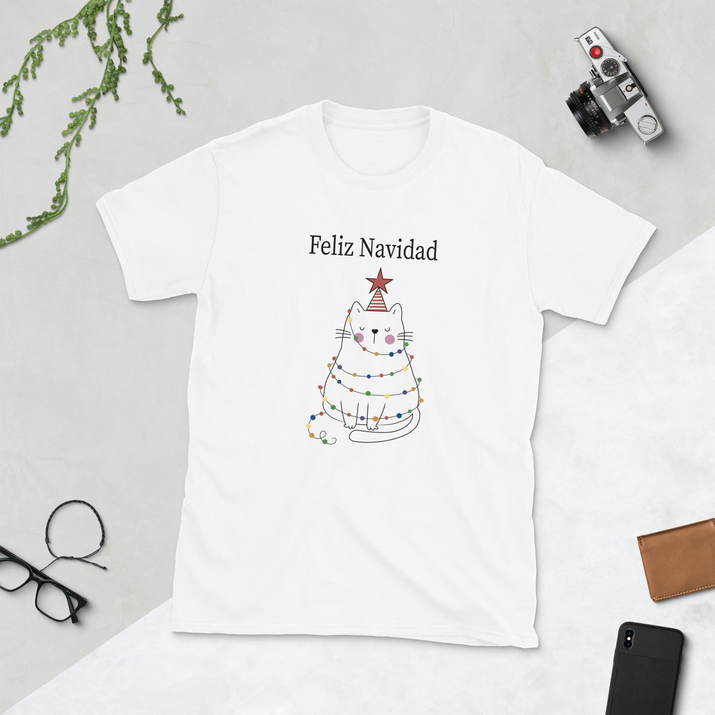 Gato Feliz Navidad Playera