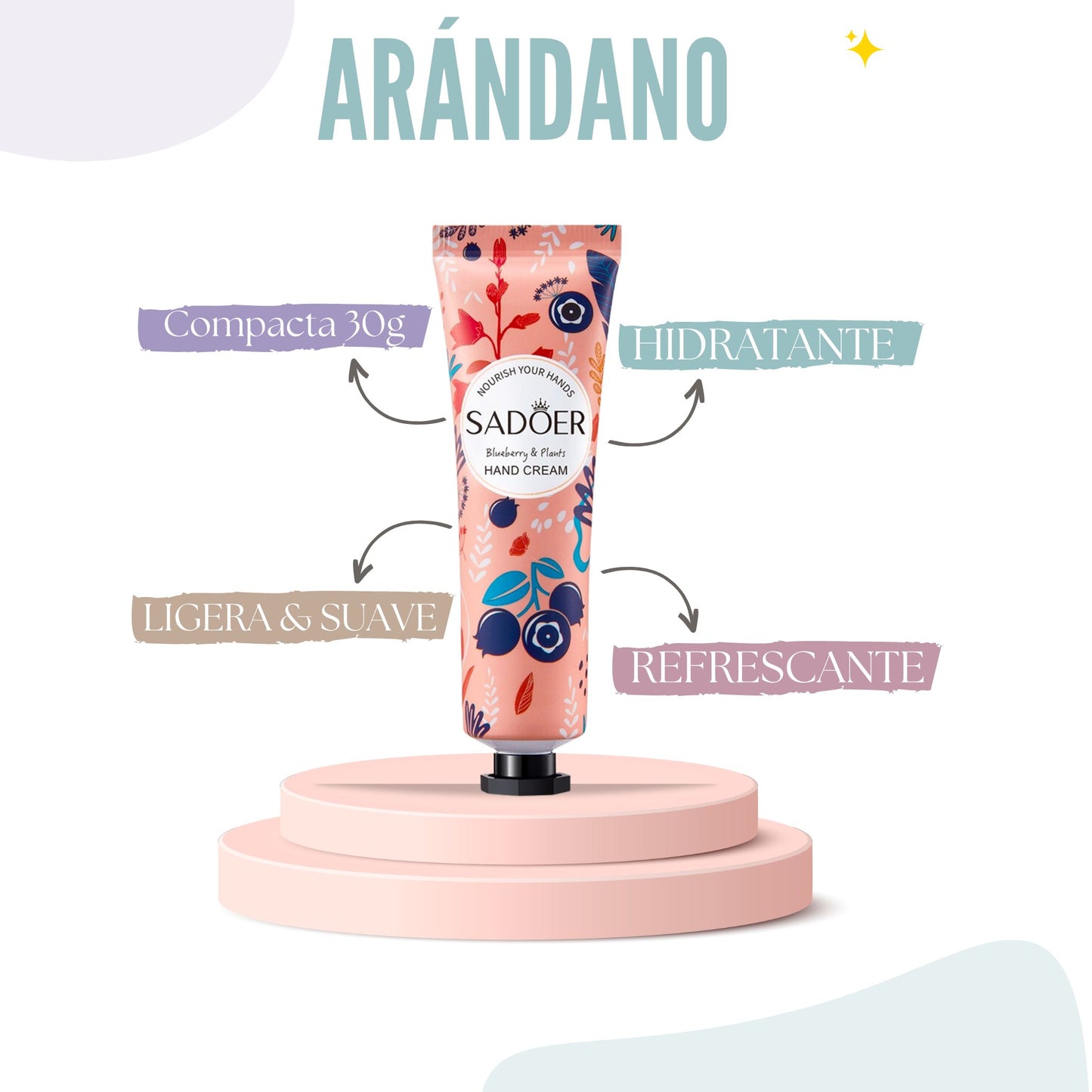 Crema de Manos de Bolsillo Aroma Arándano: Hidratación Rápida y Portátil