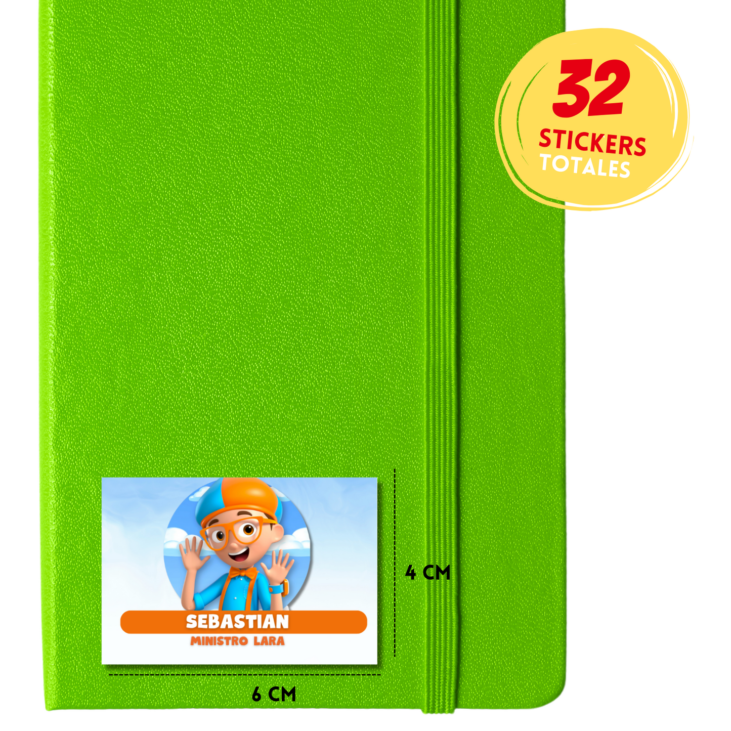 Blippi Hola Etiquetas Escolares Personalizadas Libretas, Libros y Lápices