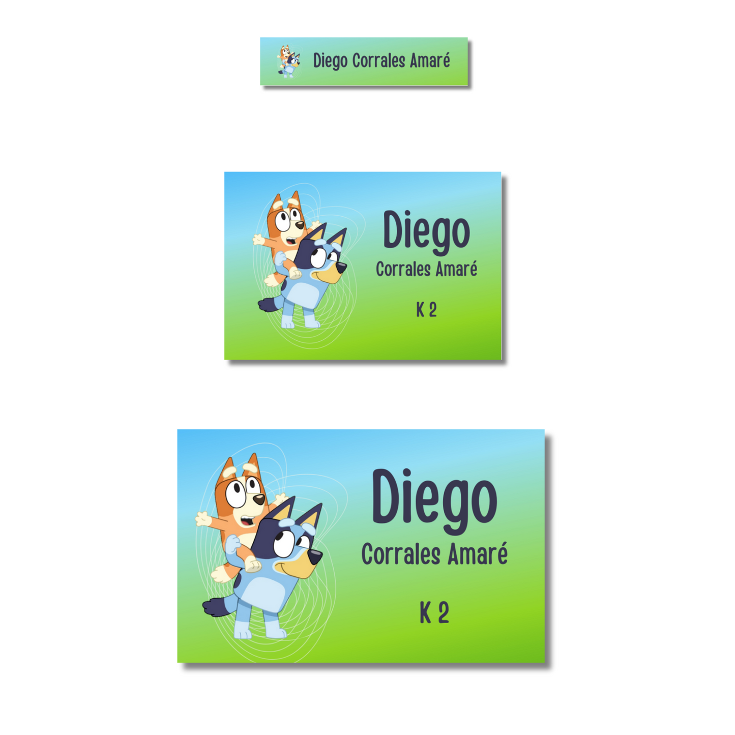 Bluey & Bingo Etiquetas Escolares Personalizadas Libretas, Libros y Lápices