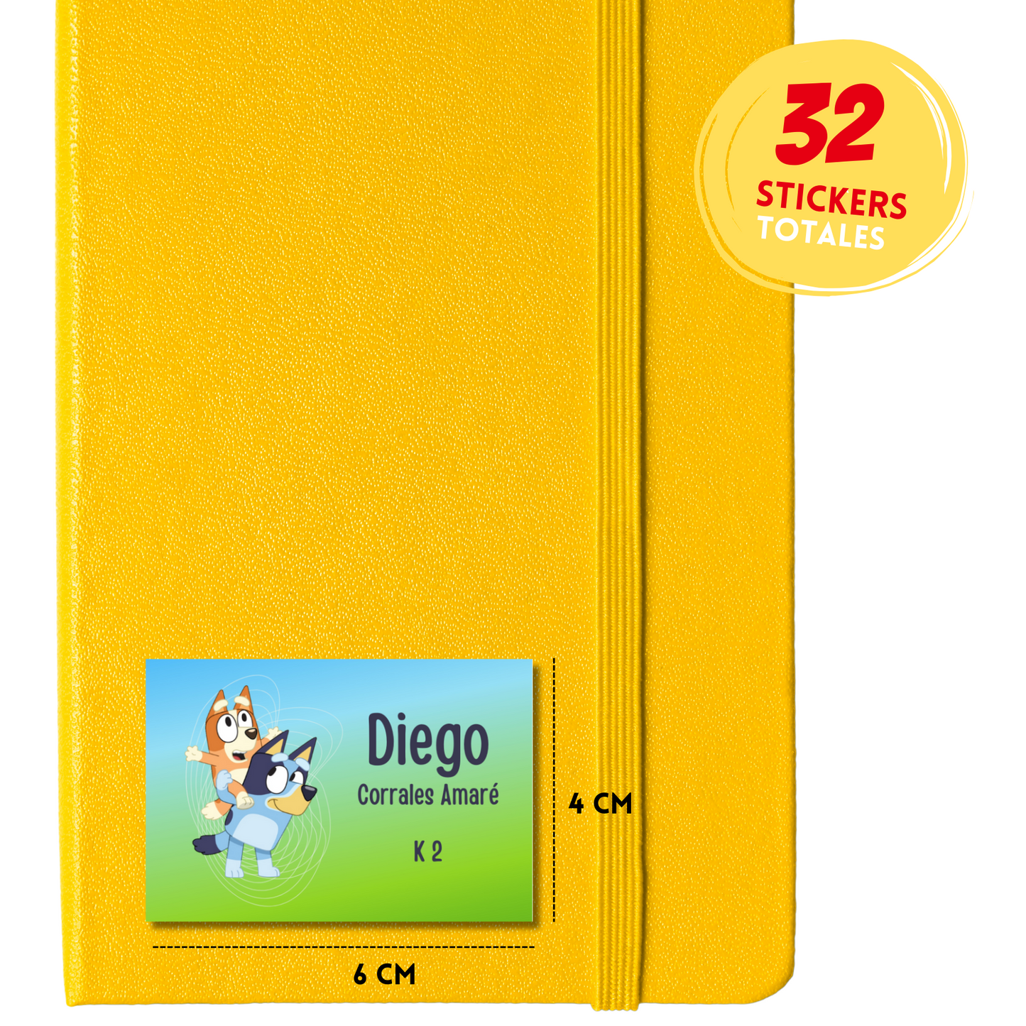 Bluey & Bingo Etiquetas Escolares Personalizadas Libretas, Libros y Lápices