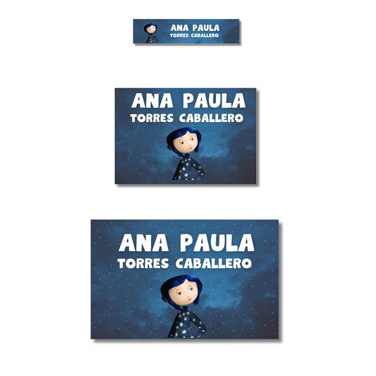 Coraline Etiquetas Escolares Personalizadas Libretas, Libros y Lápices