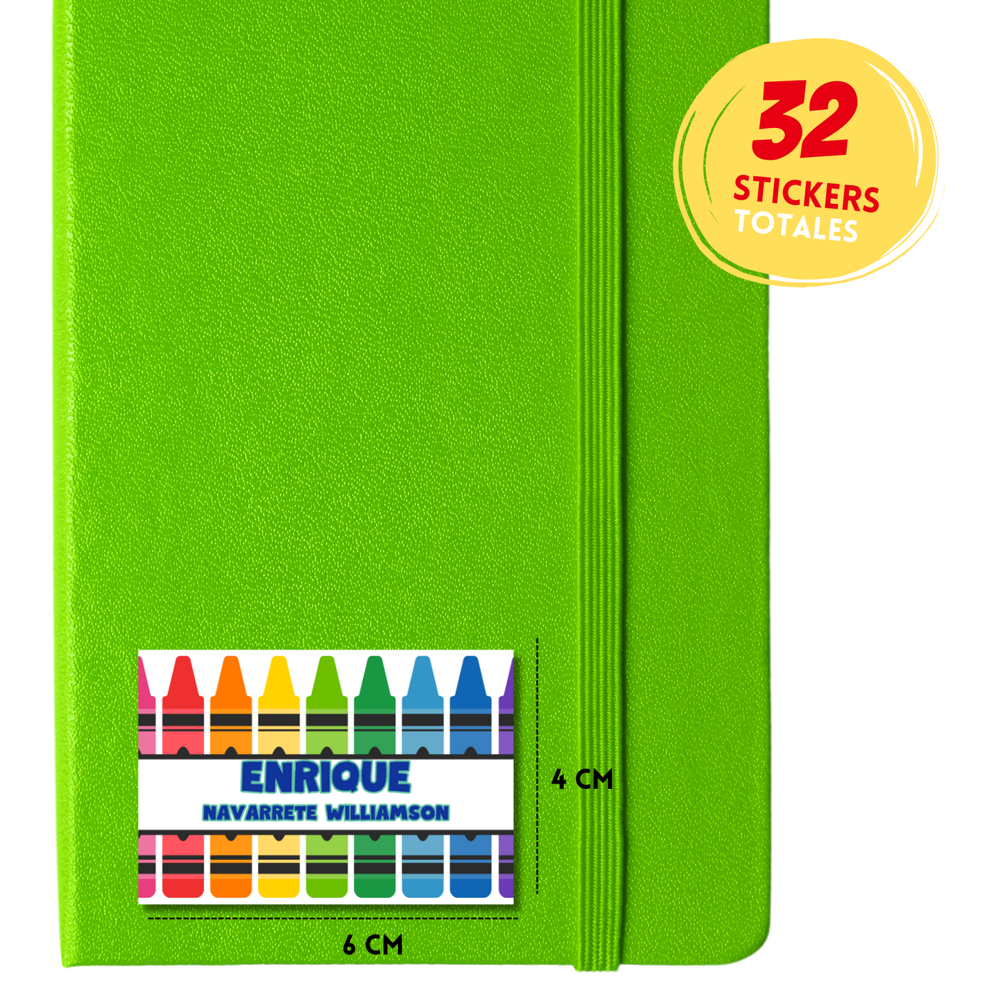 Crayolas Etiquetas Escolares Personalizadas Libretas, Libros y Lápices