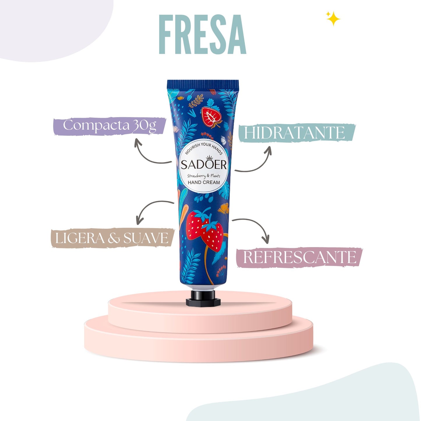 Crema de Manos de Bolsillo Aroma Fresa: Hidratación Rápida y Portátil