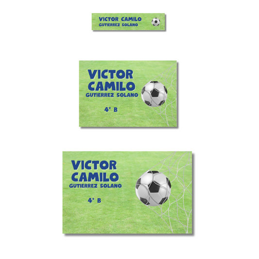 Fútbol Soccer Pelota Portería Etiquetas Escolares Personalizadas Libretas, Libros y Lápices