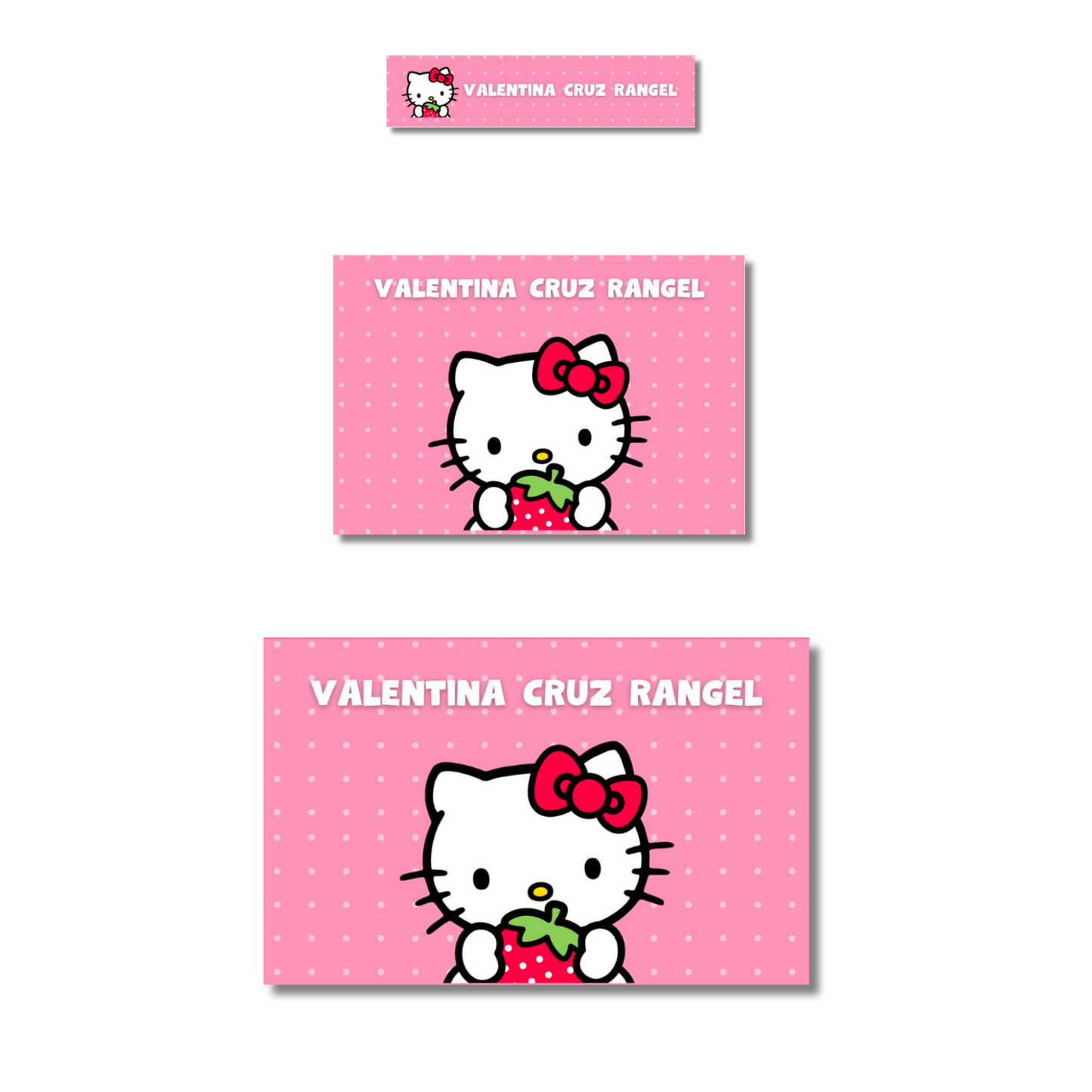 Hello Kitty Fresa Etiquetas Escolares Personalizadas Libretas, Libros y Lápices