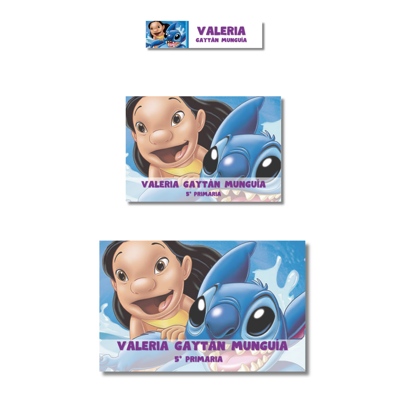 Lilo & Stitch Etiquetas Escolares Personalizadas Libretas, Libros y Lápices