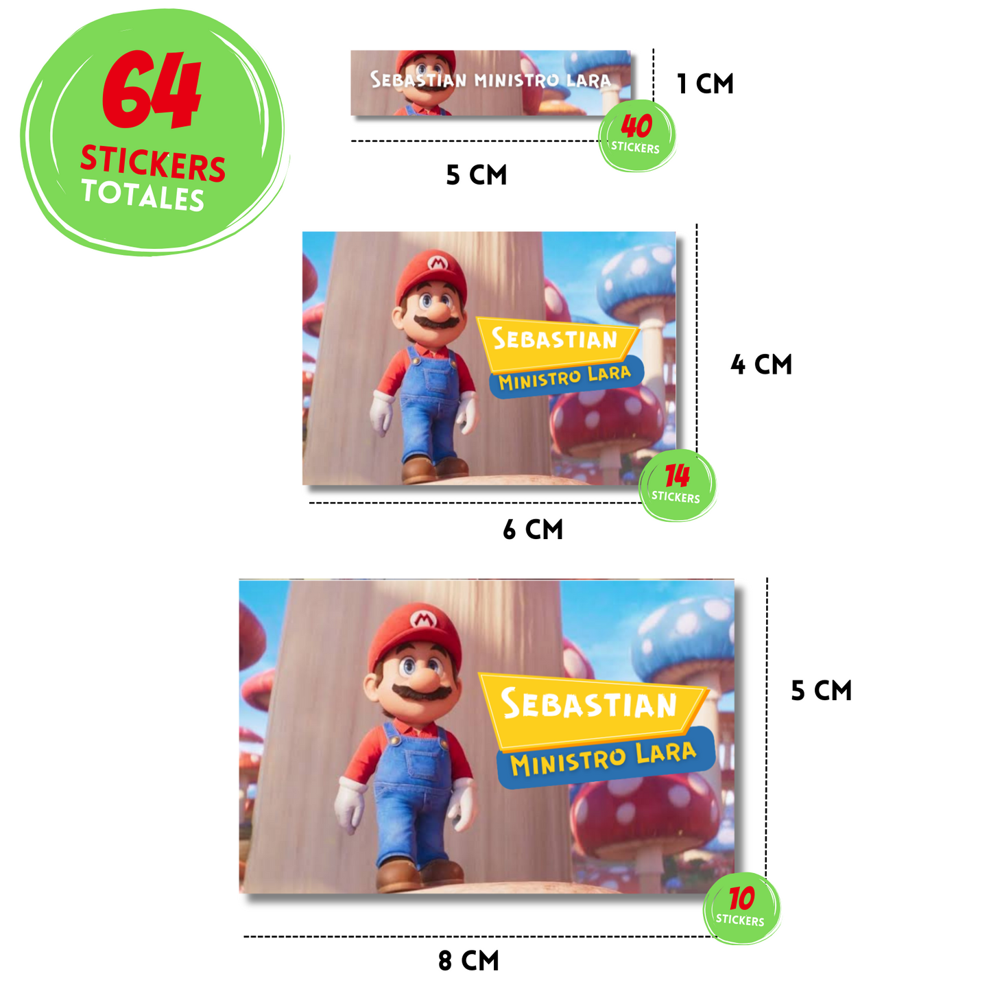 Mario Bros Etiquetas Escolares Personalizadas Libretas, Libros y Lápices