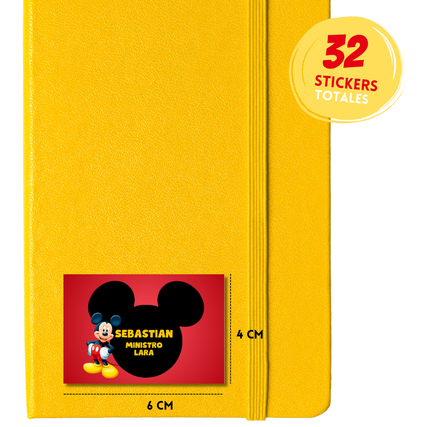 Mickey Mouse Etiquetas Escolares Personalizadas Libretas, Libros y Lápices