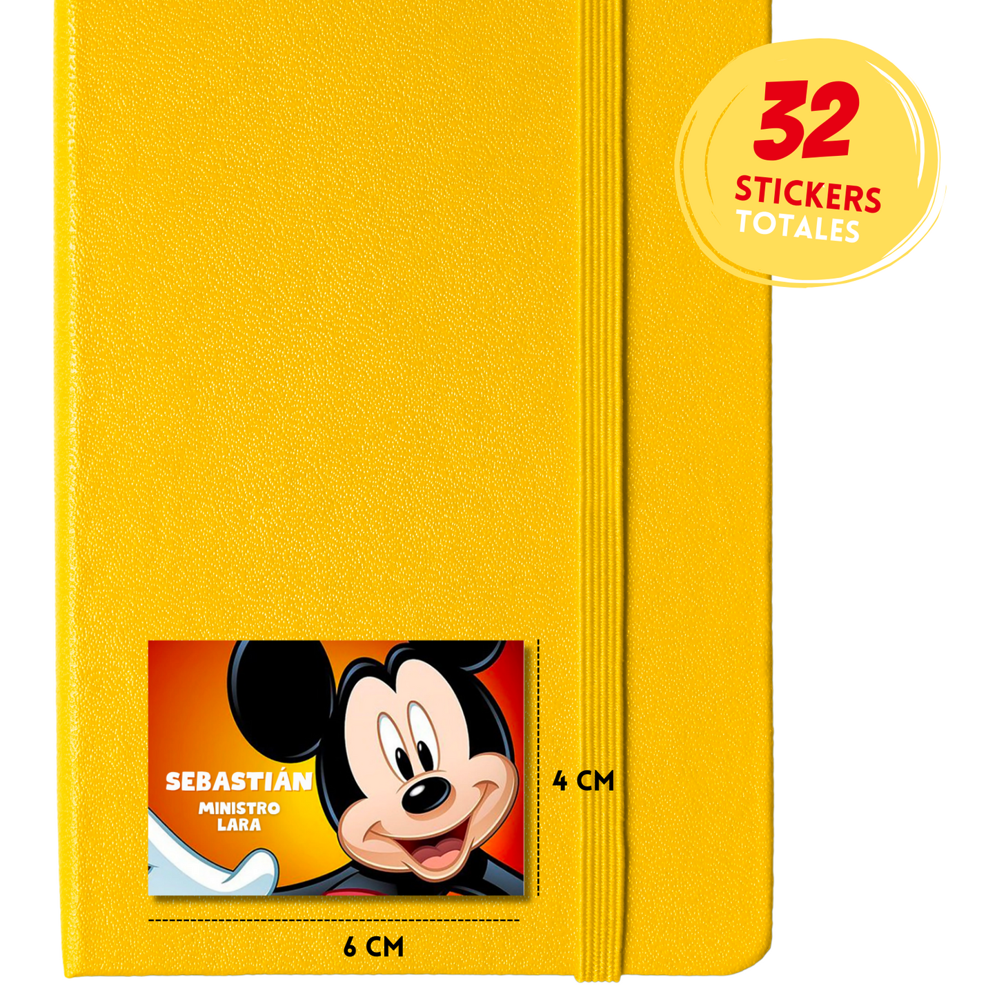 Mickey Mouse Cara Etiquetas Escolares Personalizadas Libretas, Libros y Lápices