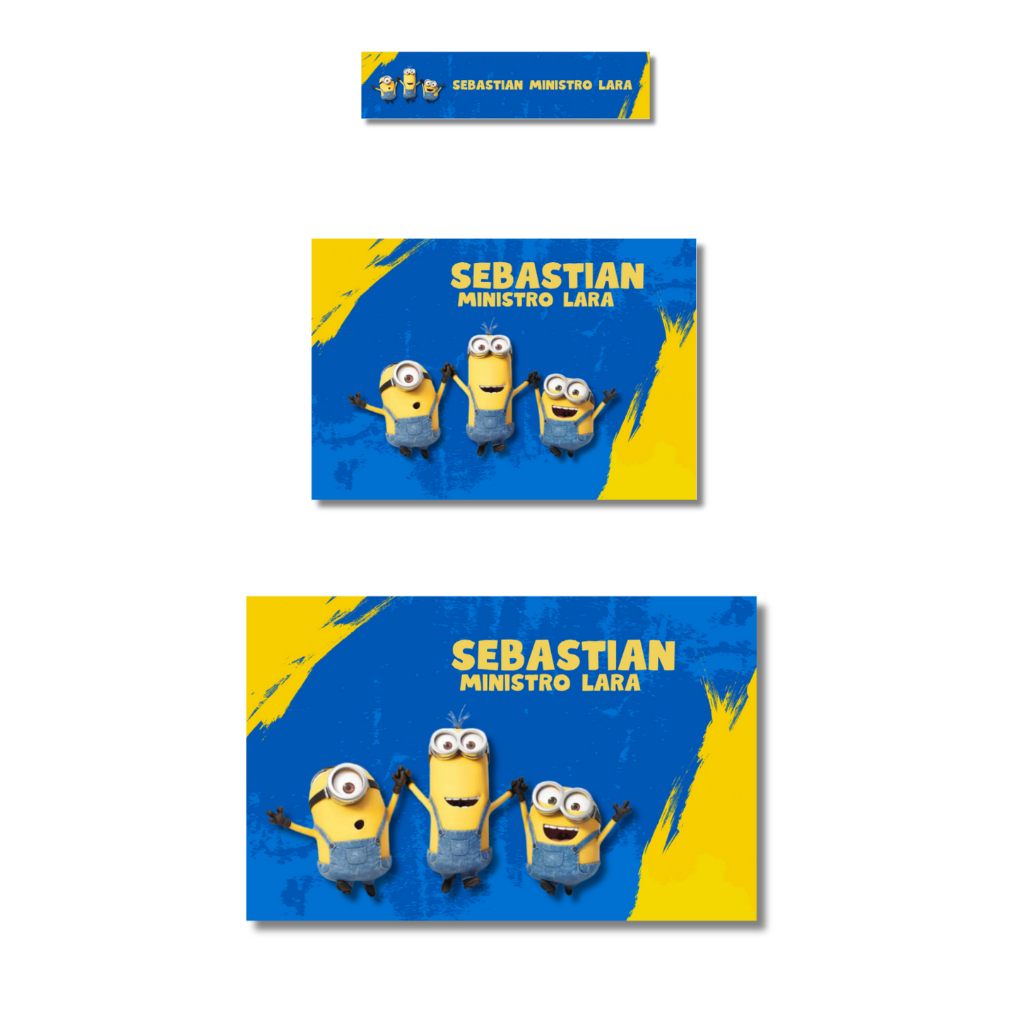 Minions Saltando Etiquetas Escolares Personalizadas Libretas, Libros y Lápices