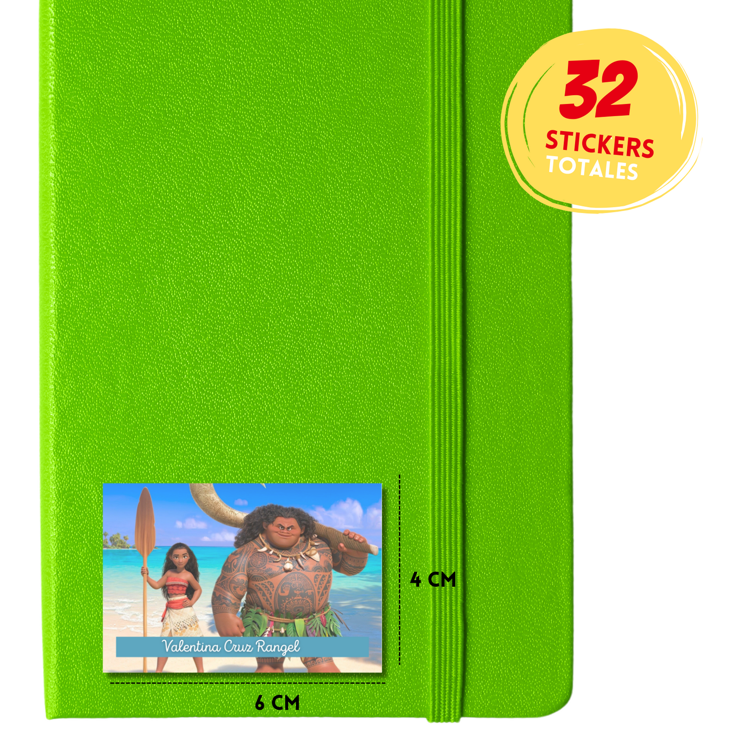 Moana & Maui Etiquetas Escolares Personalizadas Libretas, Libros y Lápices