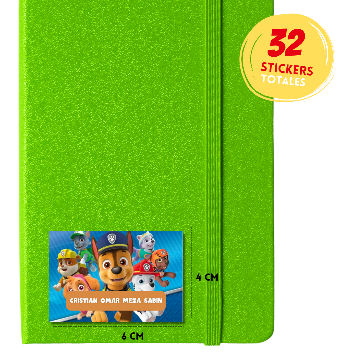 Paw Patrol Chase Etiquetas Escolares Personalizadas Libretas, Libros y Lápices