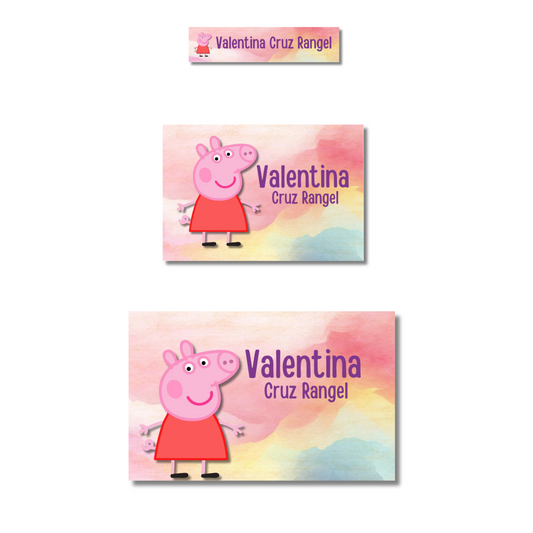 Peppa Pig Etiquetas Escolares Personalizadas Libretas, Libros y Lápices