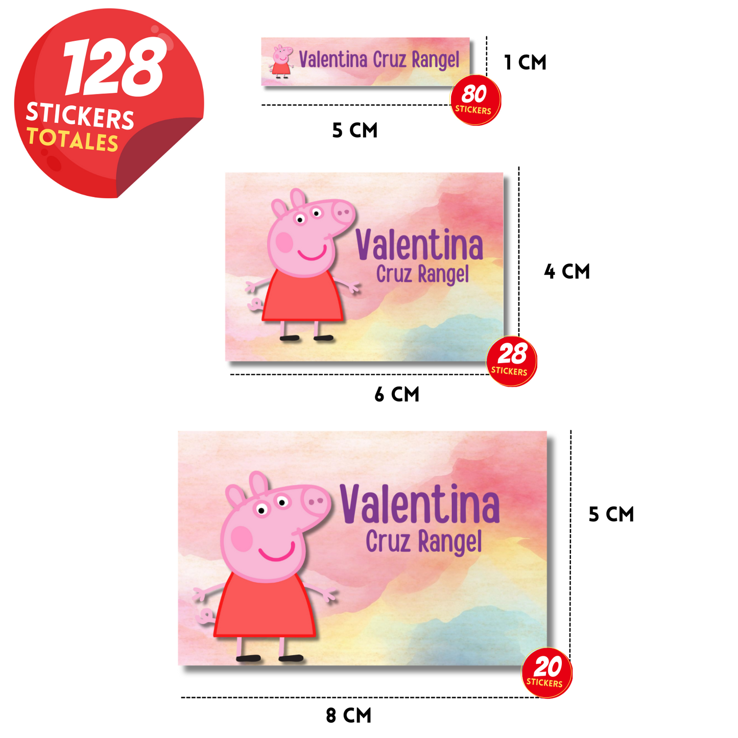 Peppa Pig Etiquetas Escolares Personalizadas Libretas, Libros y Lápices