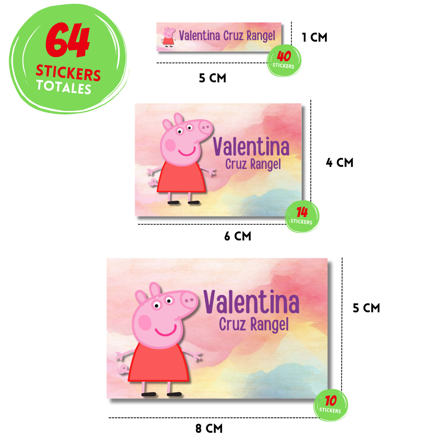 Peppa Pig Etiquetas Escolares Personalizadas Libretas, Libros y Lápices