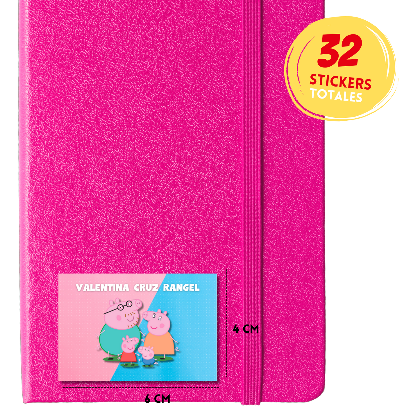 Peppa Pig & Familia Etiquetas Escolares Personalizadas Libretas, Libros y Lápices