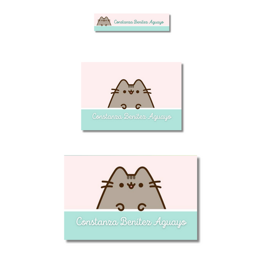 Pusheen Etiquetas Escolares Personalizadas Libretas, Libros y Lápices