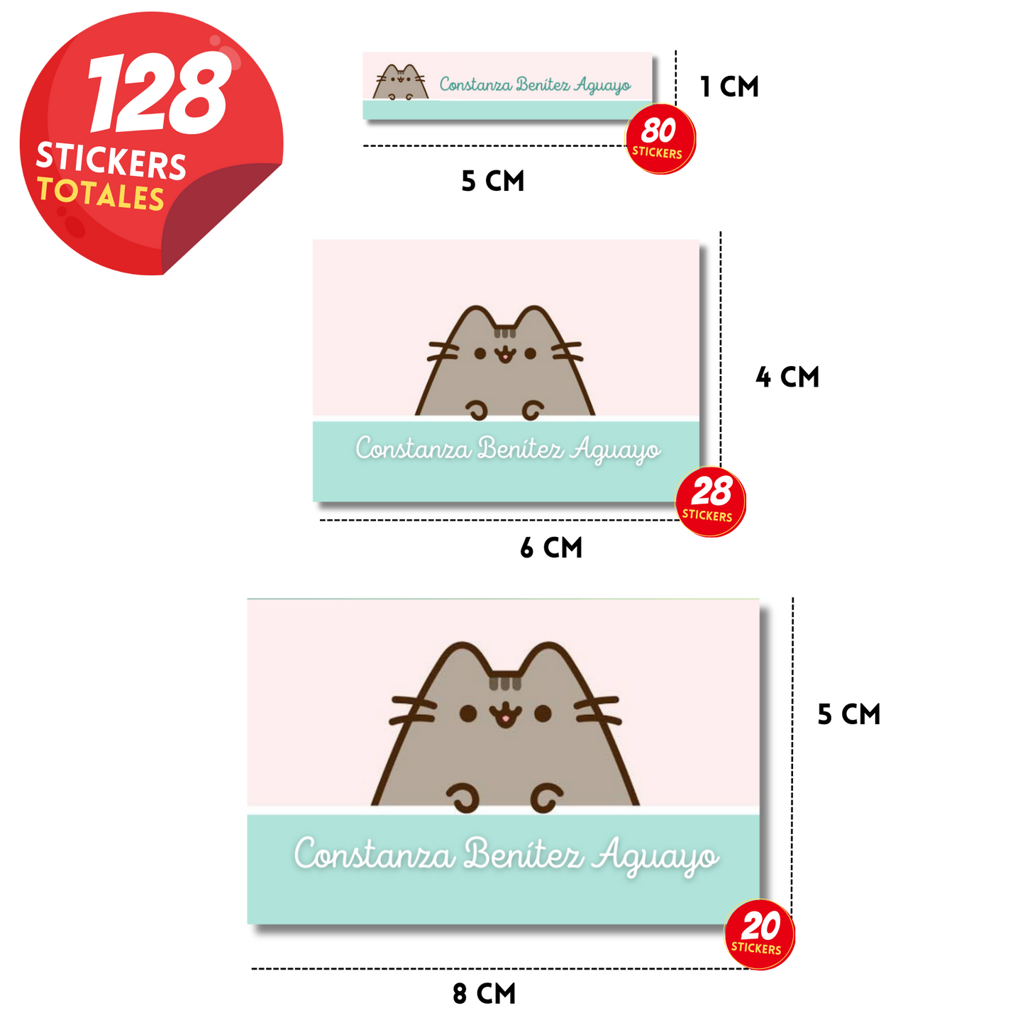 Pusheen Etiquetas Escolares Personalizadas Libretas, Libros y Lápices