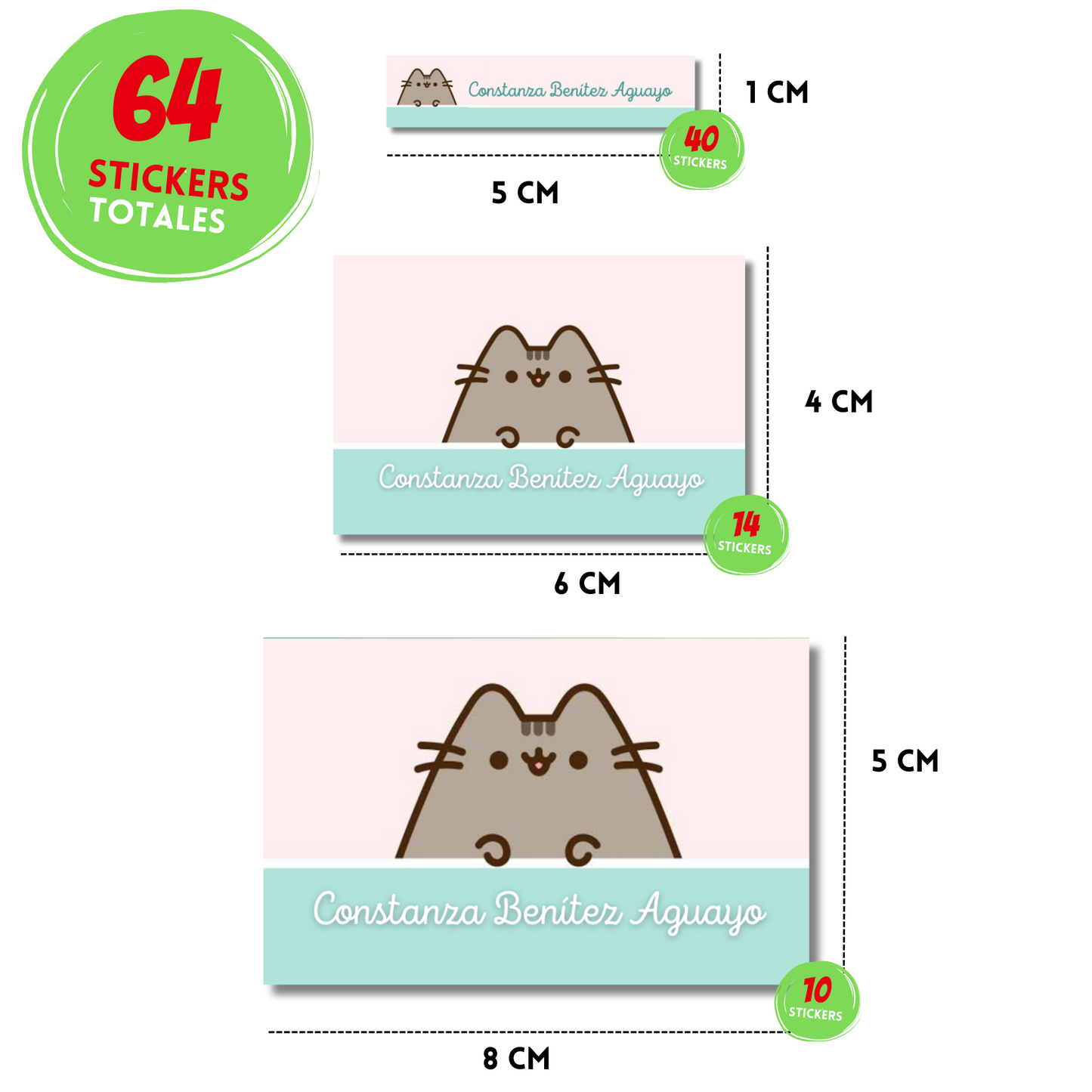 Pusheen Etiquetas Escolares Personalizadas Libretas, Libros y Lápices