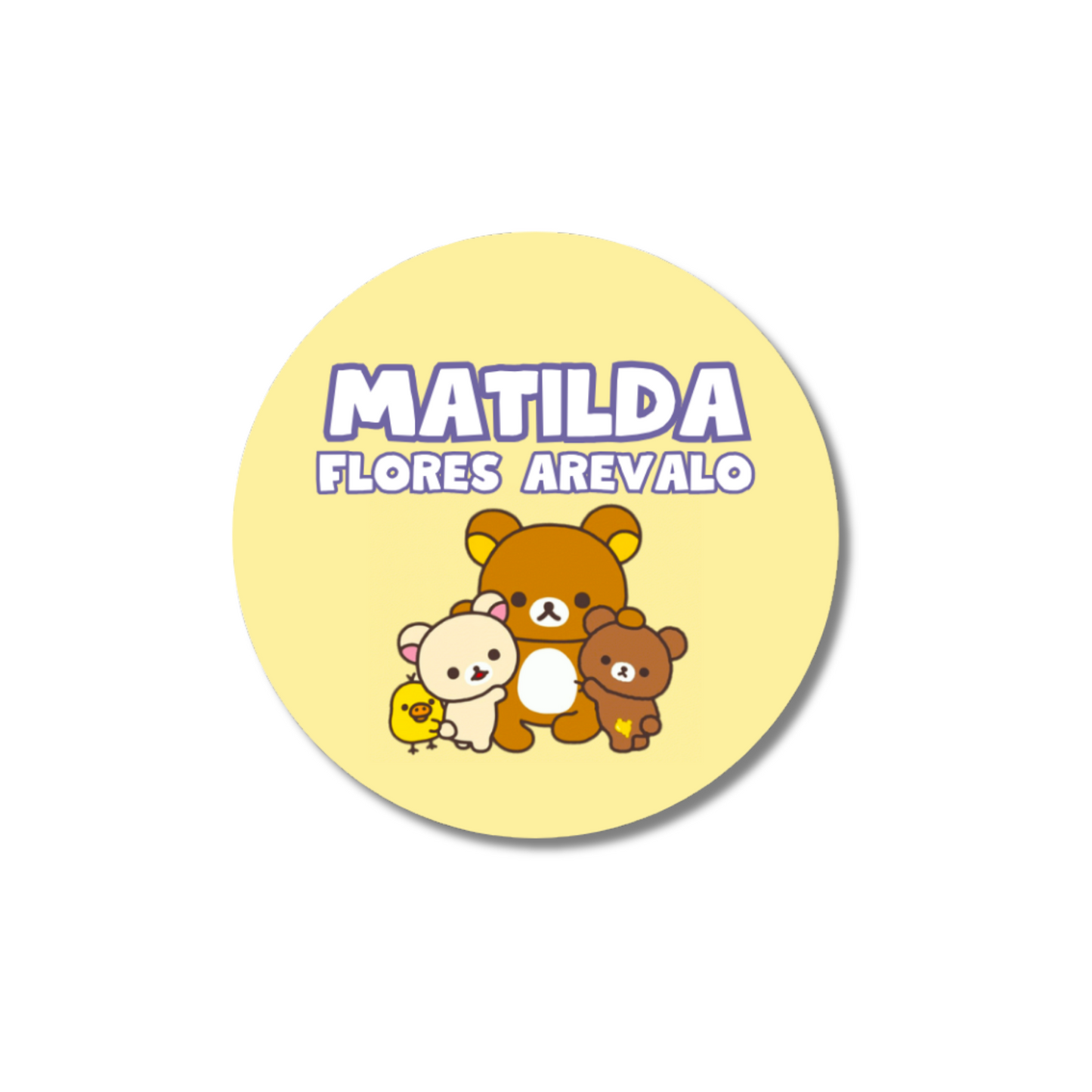 Rilakkuma Fondo Amarillo Etiquetas Escolares Personalizadas Libretas, Libros y Lápices