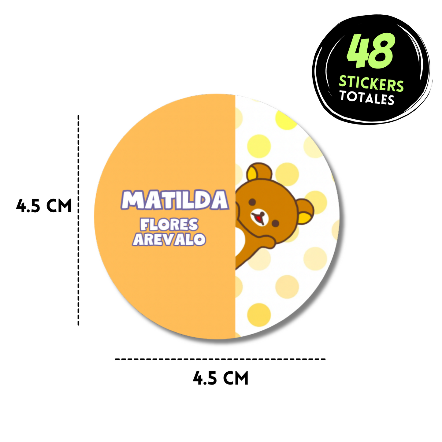 Rilakkuma Puntos Amarillos Etiquetas Escolares Personalizadas Libretas, Libros y Lápices