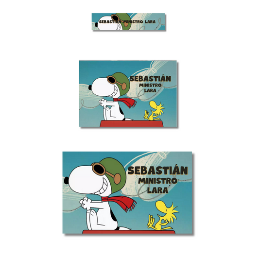 Snoopy & Emilio Etiquetas Escolares Personalizadas Libretas, Libros y Lápices