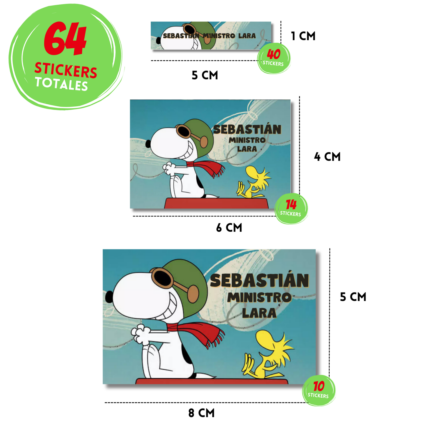 Snoopy & Emilio Etiquetas Escolares Personalizadas Libretas, Libros y Lápices